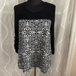 Faith And Joy Black & White Print Top, Size LP